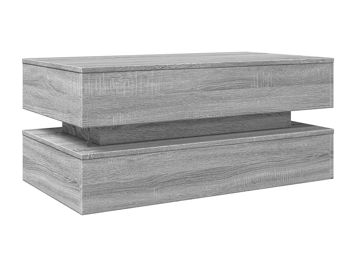 Mesa de centro com luzes LED 90x50x40 cm cinzento sonoma