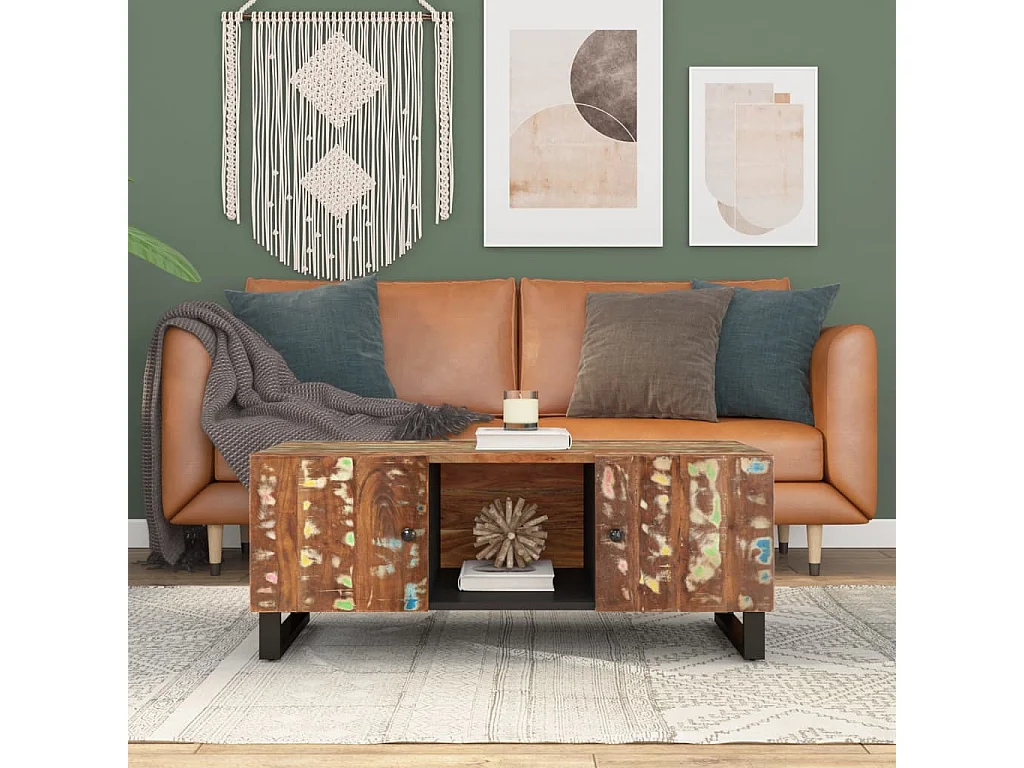 Table basse 100x54x40 cm bois de récupération et d'ingénierie