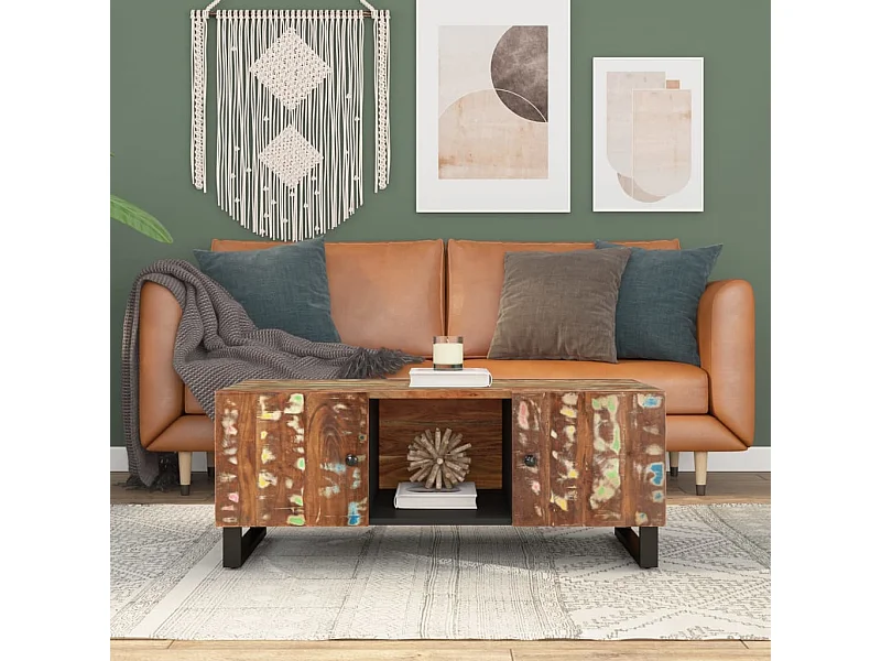 Table basse 100x54x40 cm bois de récupération et d'ingénierie