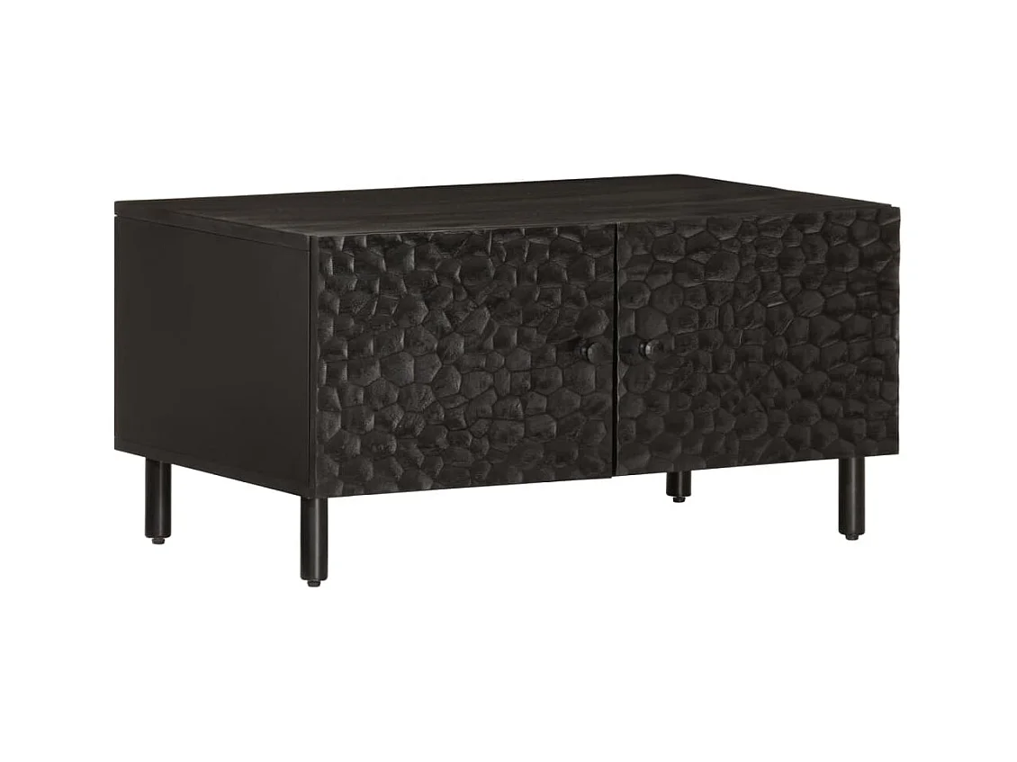 Tavolino da Salotto Nero 80x50x40 cm in Legno Massello di Mango