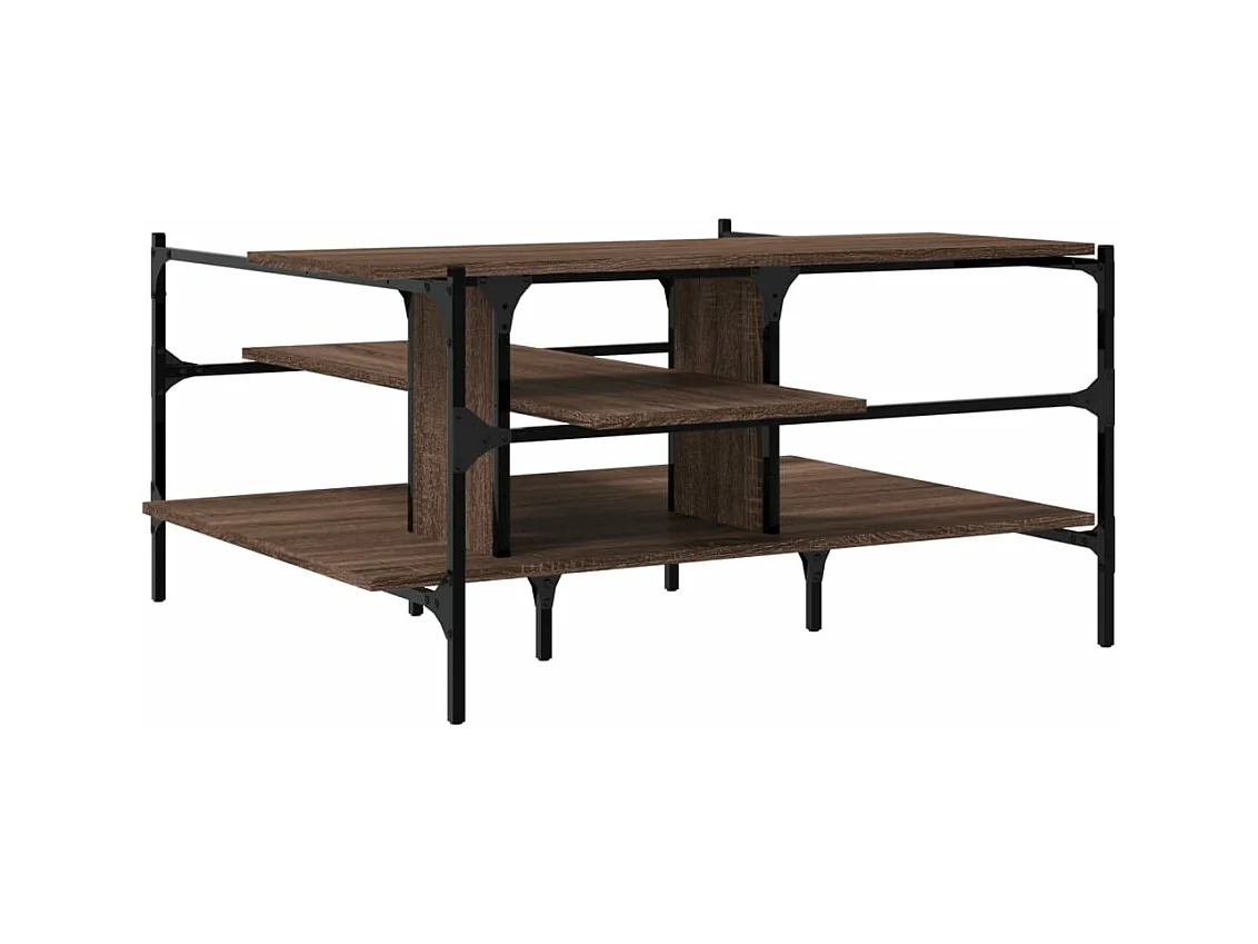 Table basse chêne marron 100x100x48,5 cm bois d'ingénierie