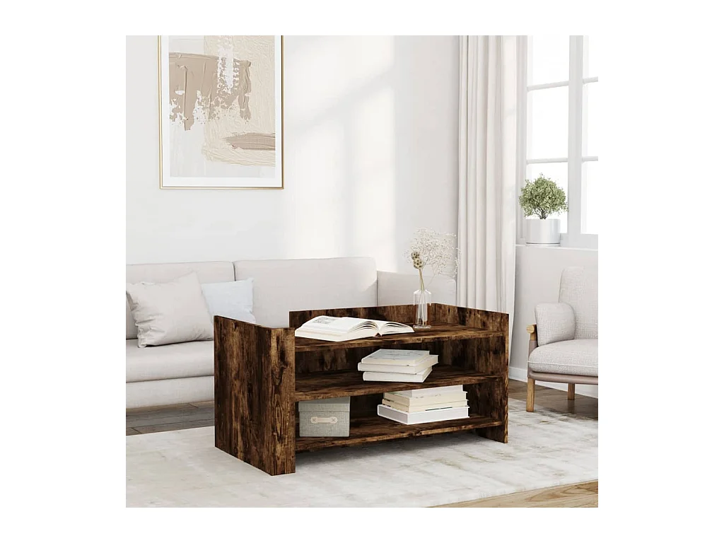 Table basse chêne fumé 100x50x50 cm bois d'ingénierie