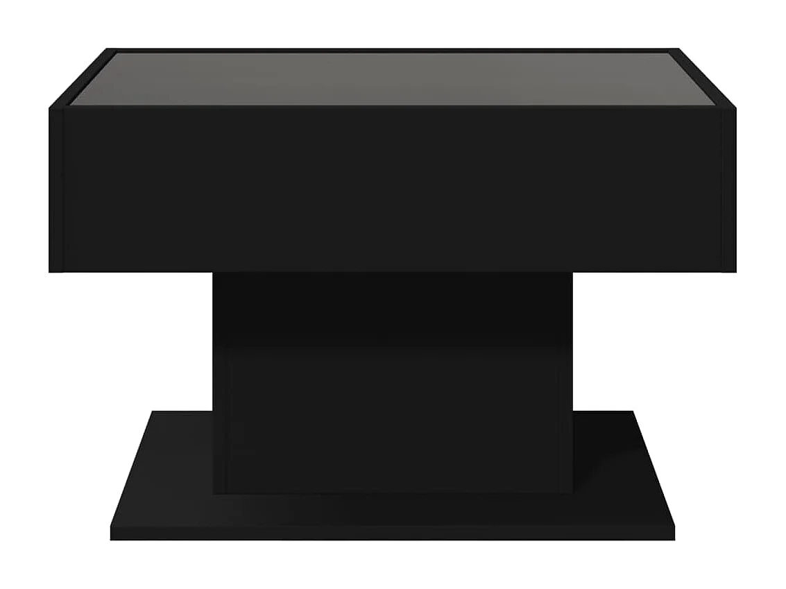 Table basse avec LED noir 70x50x45 cm bois d'ingénierie