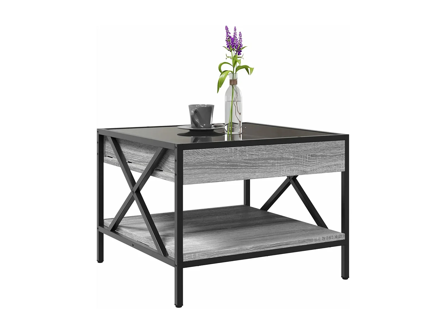 Tavolino da Salotto con LED Infinity Grigio Sonoma 50x50x38 cm