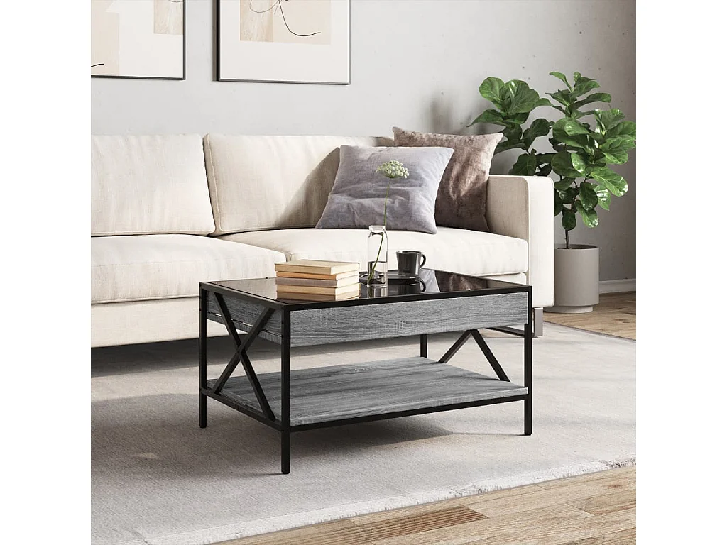 Tavolino da Salotto con LED Infinity Grigio Sonoma 70x50x38 cm