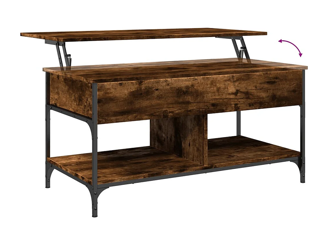 Table basse chêne fumé 100x50x50 cm bois d'ingénierie et métal