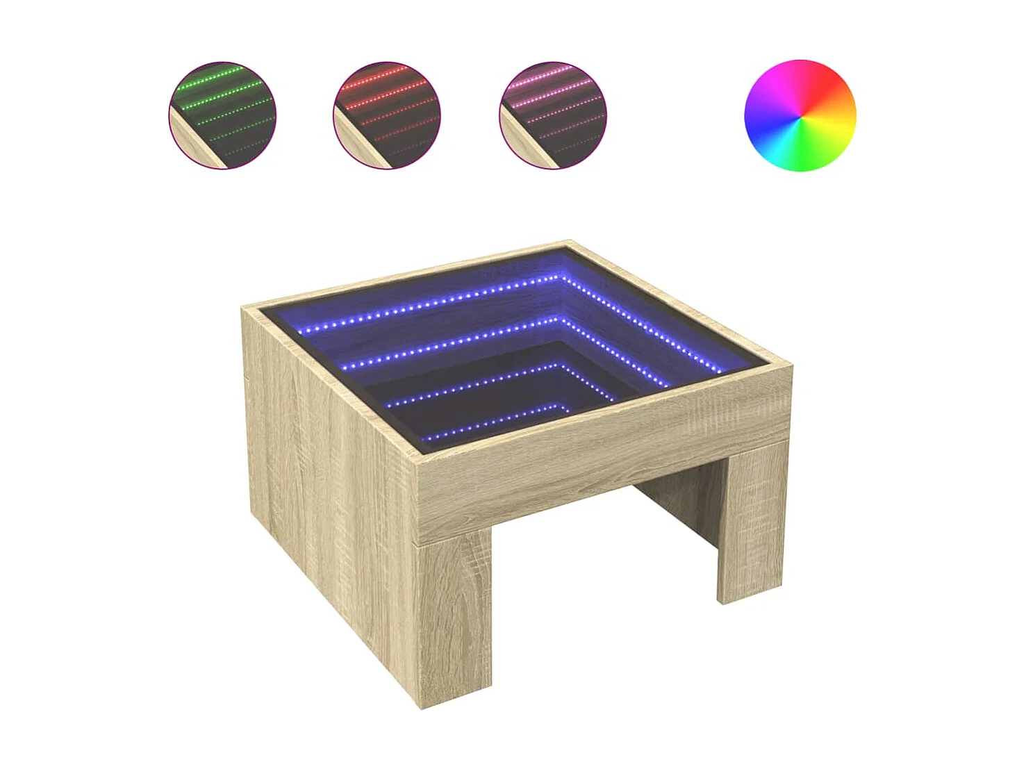 Mesa de centro luzes LED Infinity 50x50x30 cm carvalho sonoma