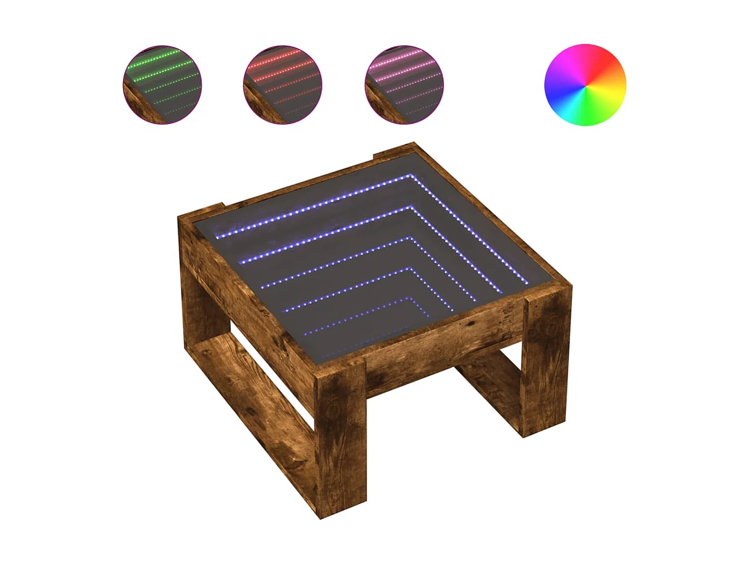 Mesa de centro con Infinity LED roble ahumado 50x53x30 cm