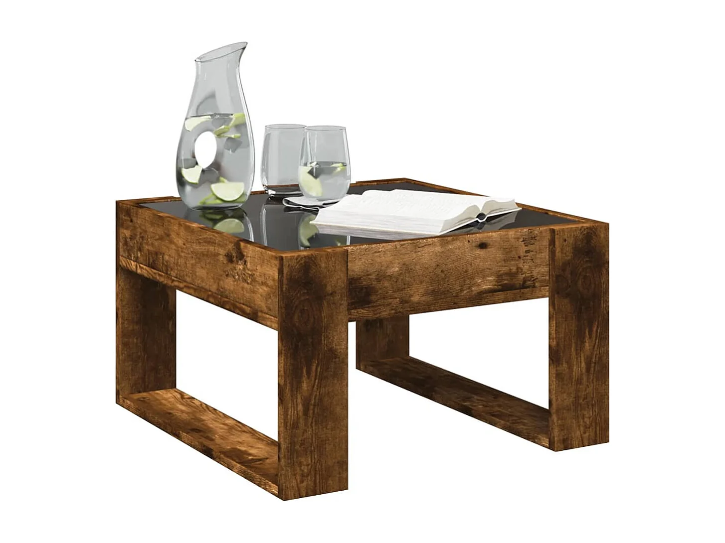 Mesa de centro con Infinity LED roble ahumado 50x53x30 cm