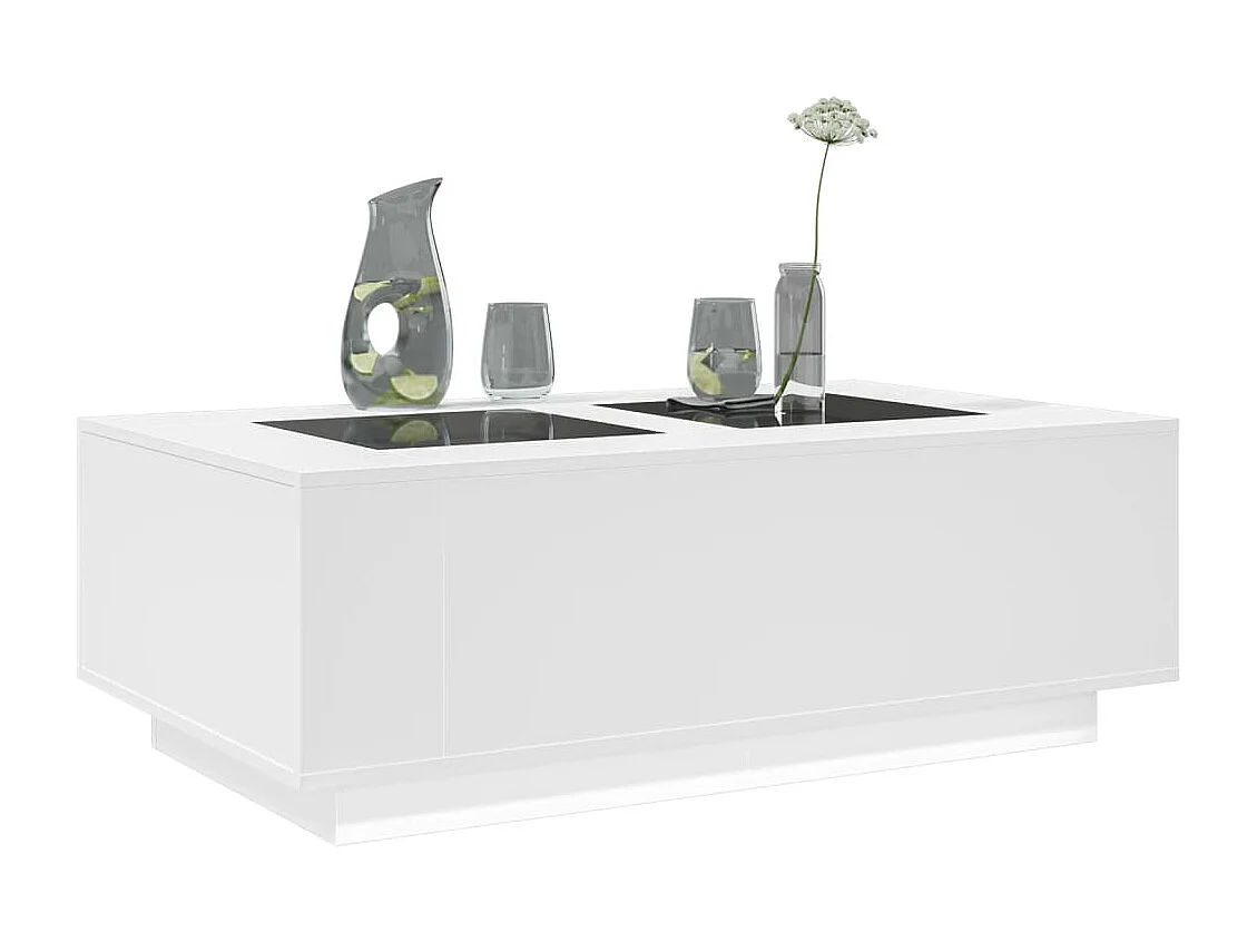 Mesa de centro luzes LED Infinity 116x69x40 cm branco