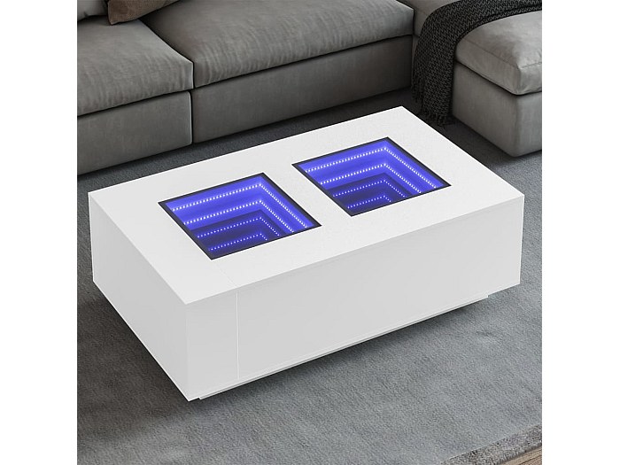 Table basse avec LED infini blanc 116x69x40 cm
