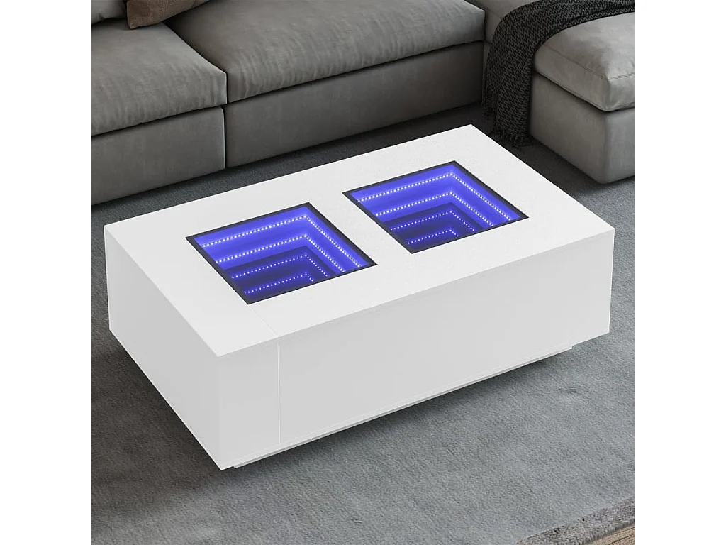 Salontafel met Infinity LED 116x69x40 cm wit
