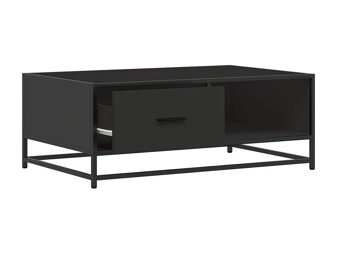 Table basse noir 90x57x35 cm bois d'ingénierie et métal