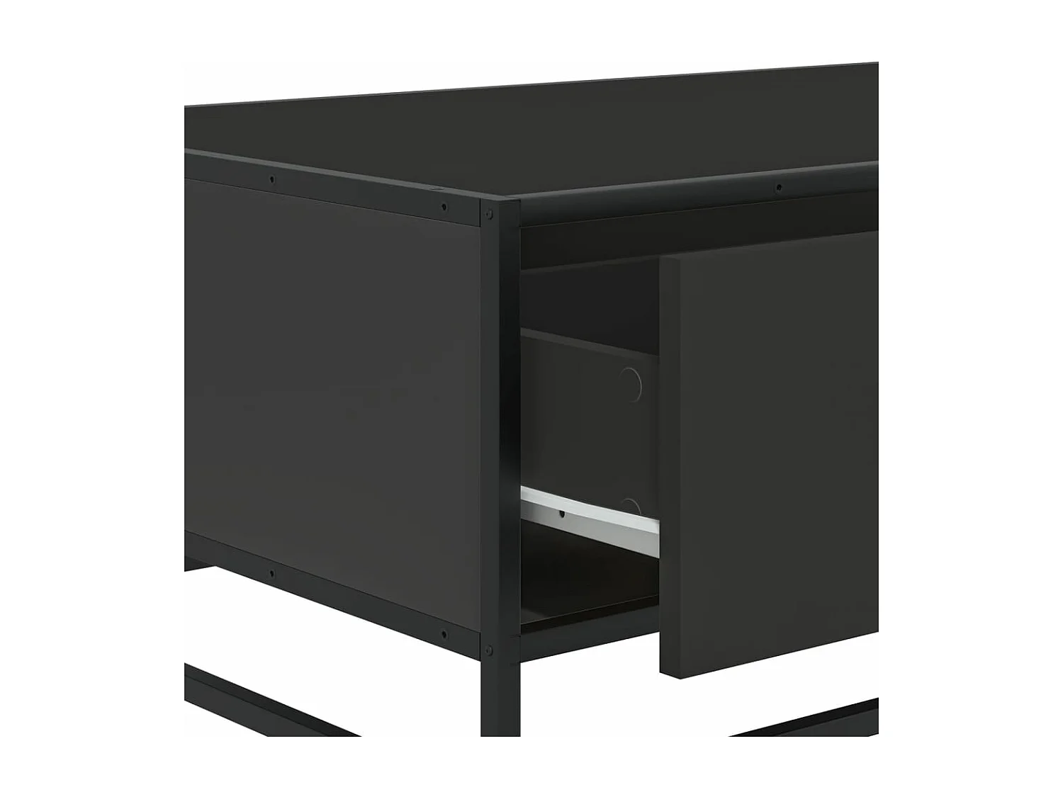 Table basse noir 90x57x35 cm bois d'ingénierie et métal