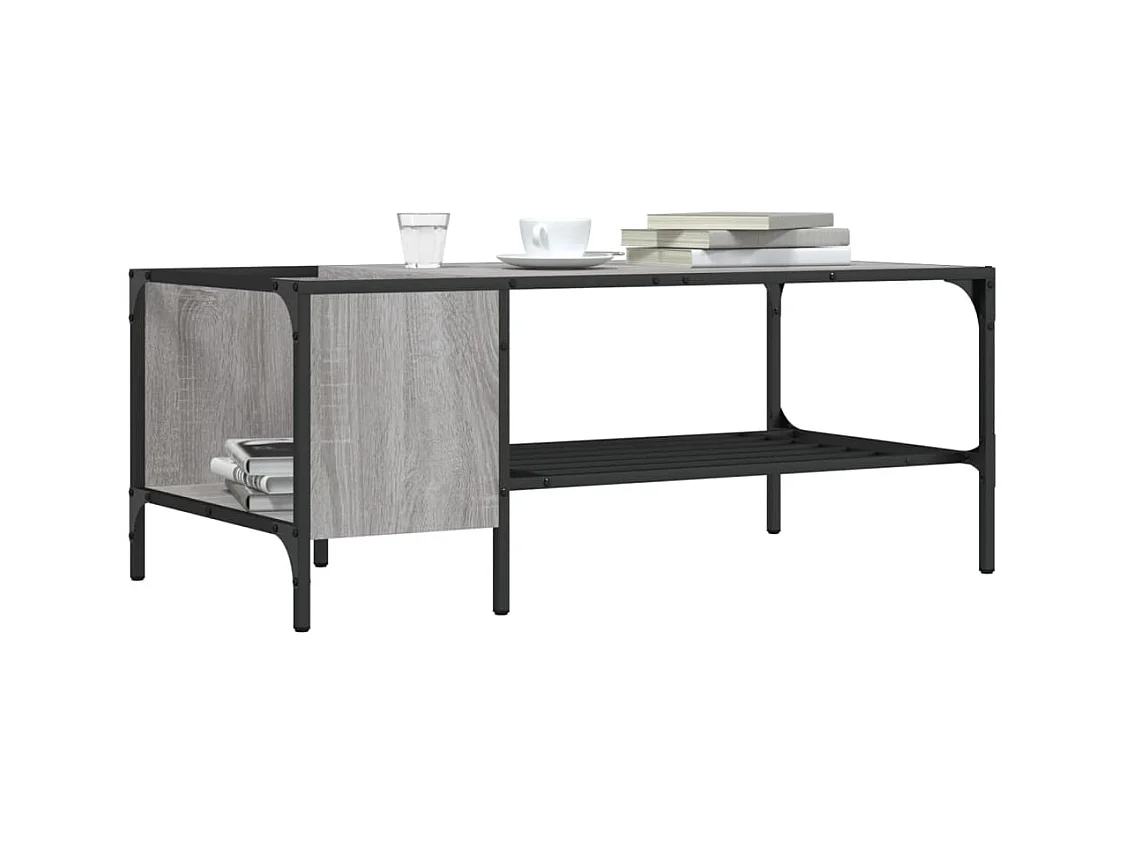 Salontafel met rek 100x51x40 cm bewerkt hout grijs sonoma eiken