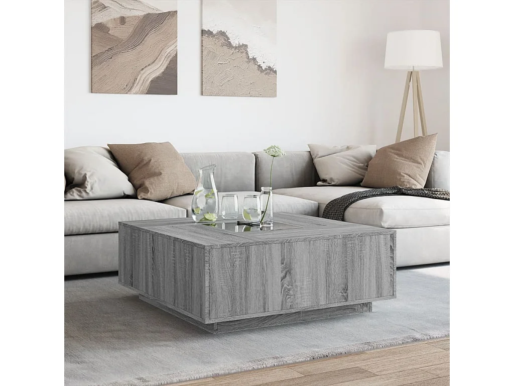 Table basse avec LED infini sonoma gris 100x100x40 cm
