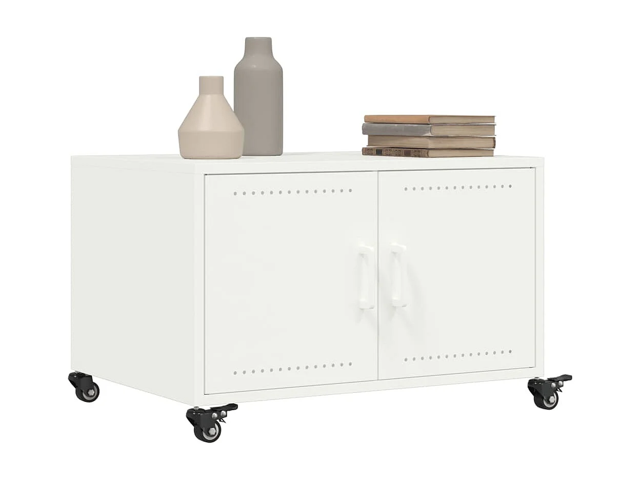 Mesa de centro 68x50x43,5 cm aço branco