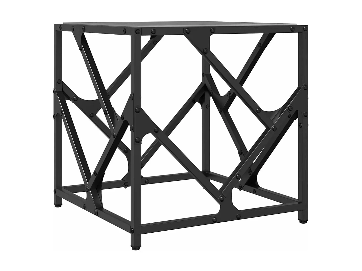 Table basse avec dessus en verre noir 40x40x41 cm acier