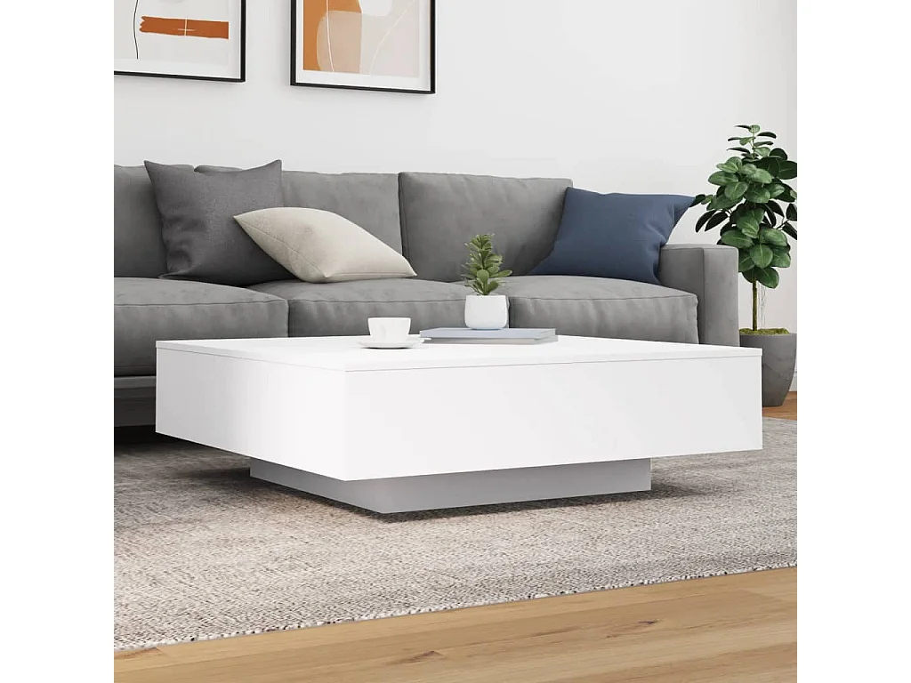 Table basse blanc 100x100x31 cm bois d'ingénierie