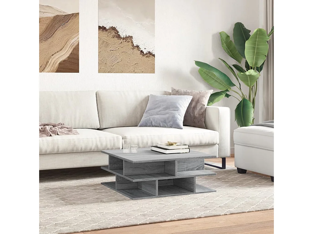 Table basse sonoma gris 70x70x29 cm bois d'ingénierie