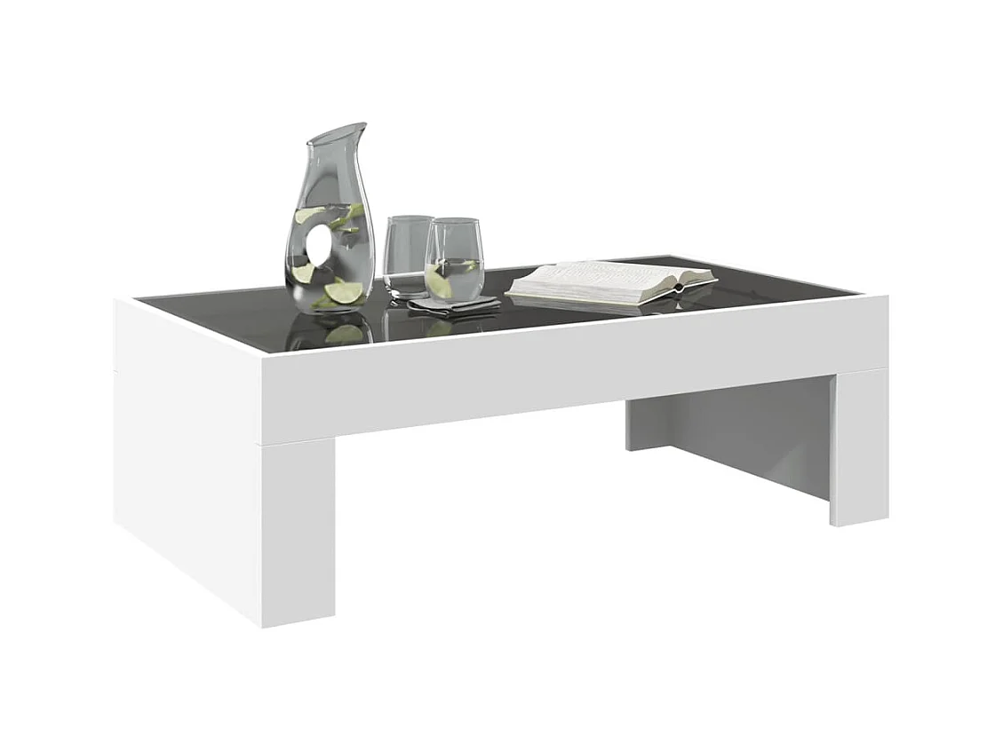 Table basse avec LED infini blanc 90x50x30 cm