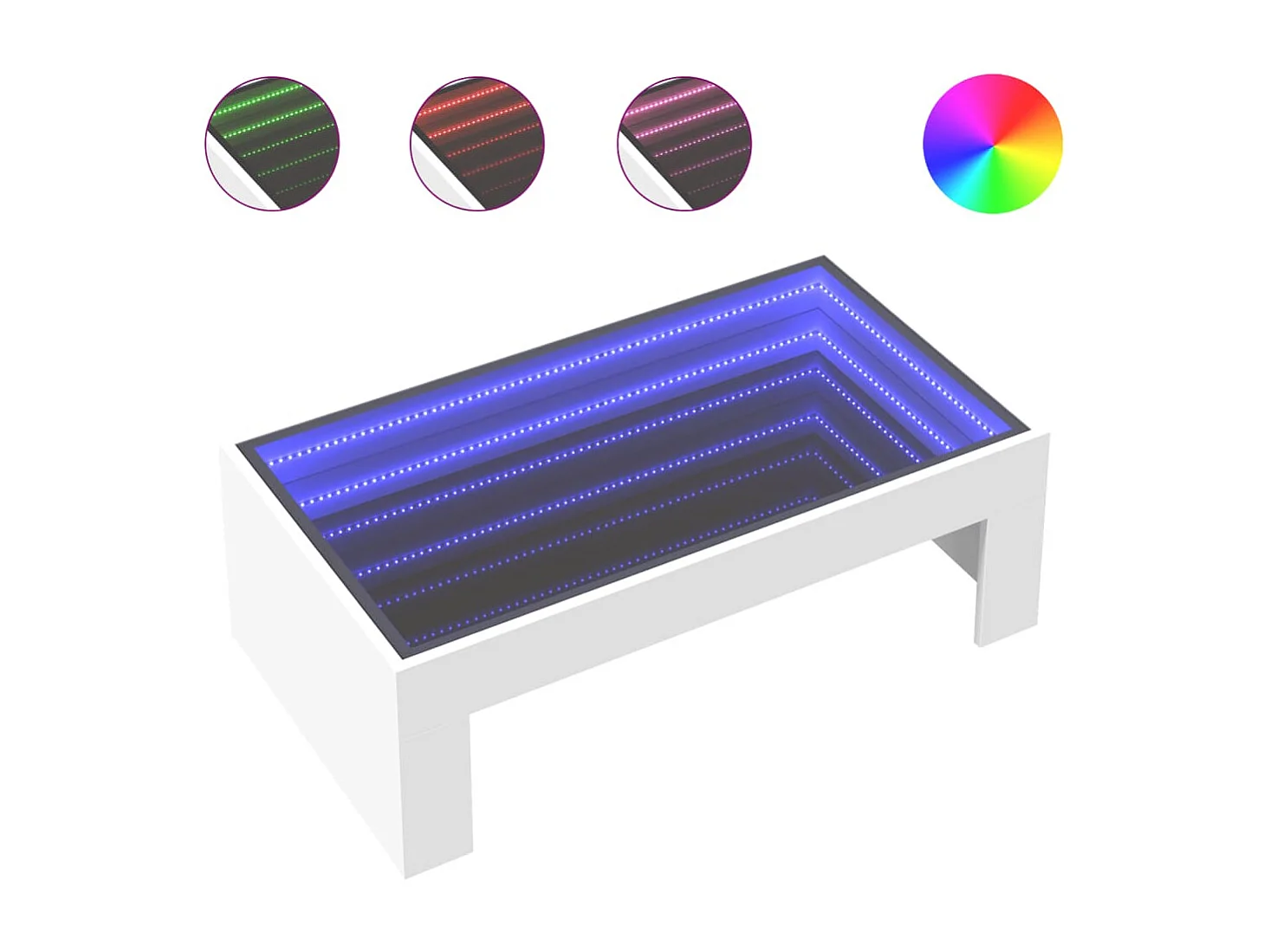 Table basse avec LED infini blanc 90x50x30 cm