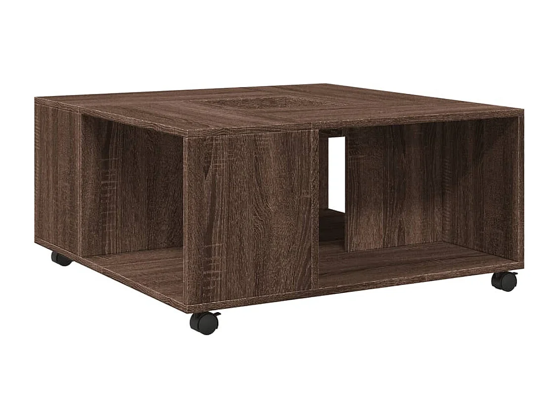 Mesa de centro madera de ingeniería marrón roble 80x80x40 cm