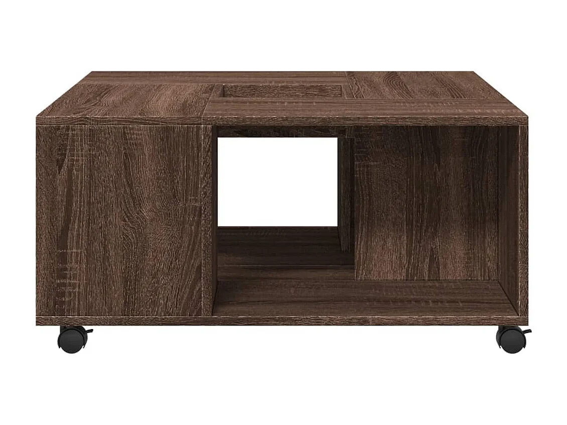 Mesa de centro madera de ingeniería marrón roble 80x80x40 cm