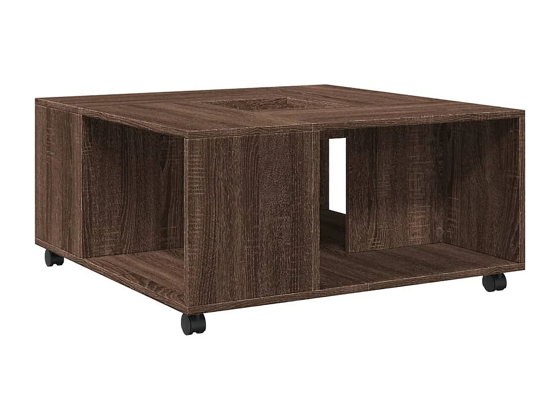 Mesa de centro madera de ingeniería marrón roble 80x80x40 cm