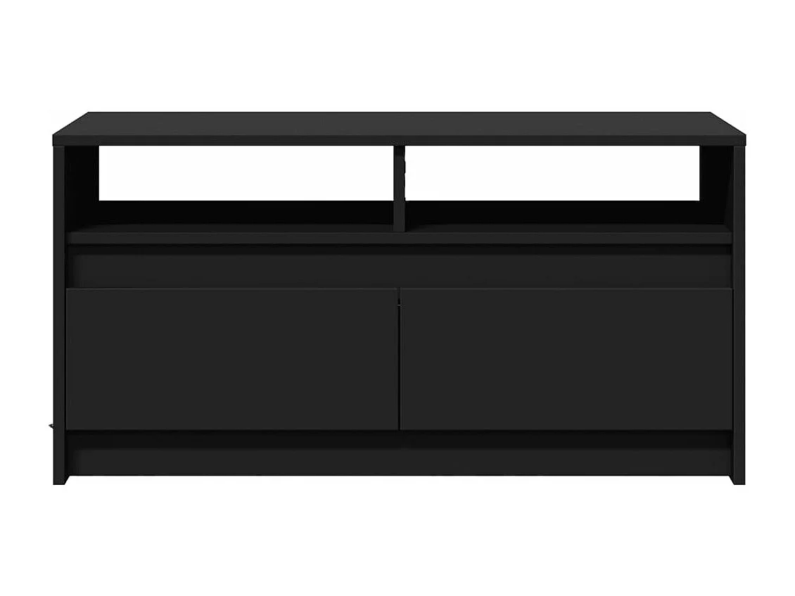 Table basse avec lumières LED noir bois d'ingénierie