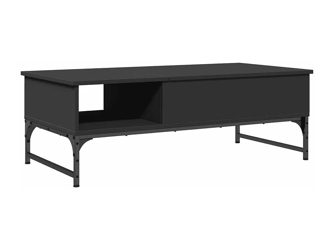 Tavolino Salotto Nero 100x50x35 cm Legno Multistrato e Metallo