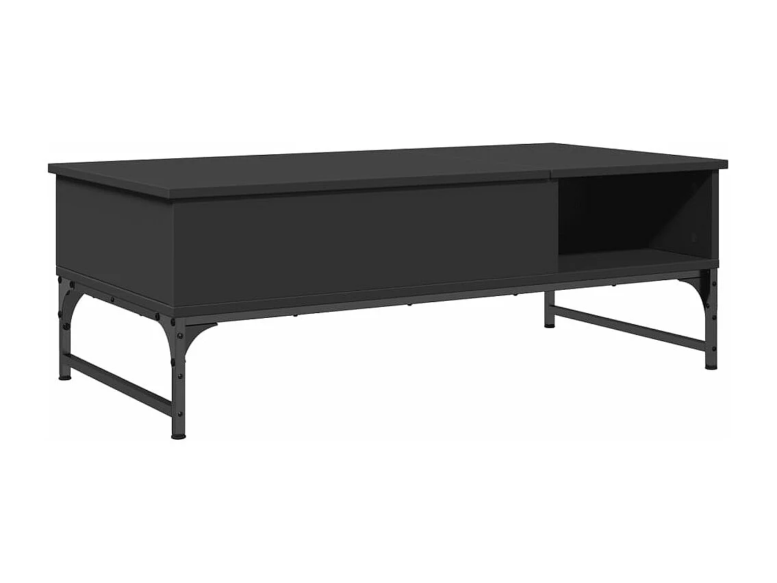 Tavolino Salotto Nero 100x50x35 cm Legno Multistrato e Metallo