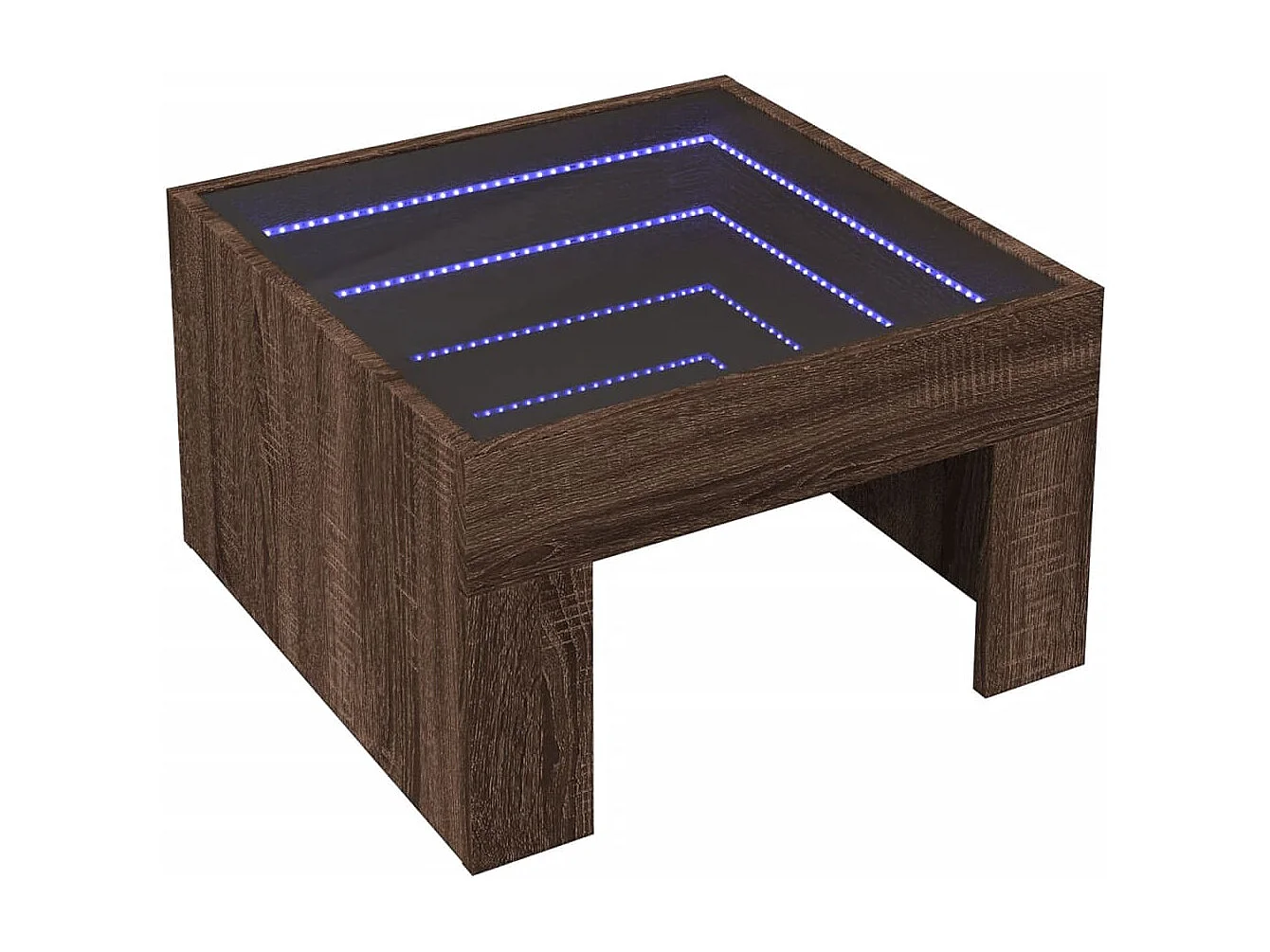 Mesa de centro con Infinity LED marrón roble 50x50x30 cm