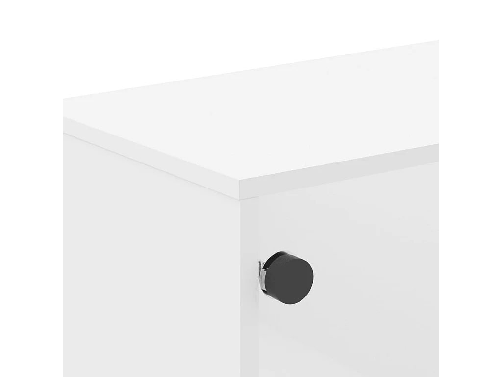 Mesa de centro con puertas de vidrio blanca 68,5x50x50 cm