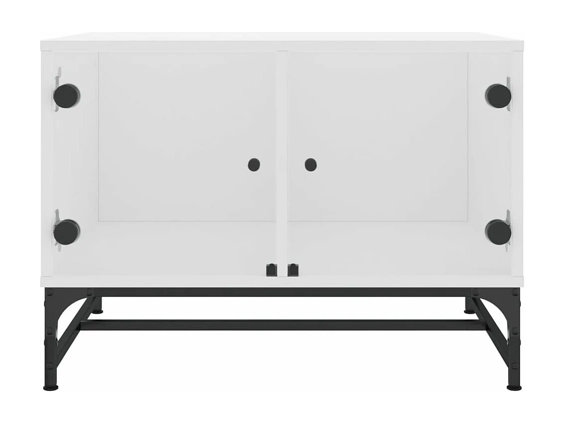 Mesa de centro c/ portas de vidro 68,5x50x50 cm branco