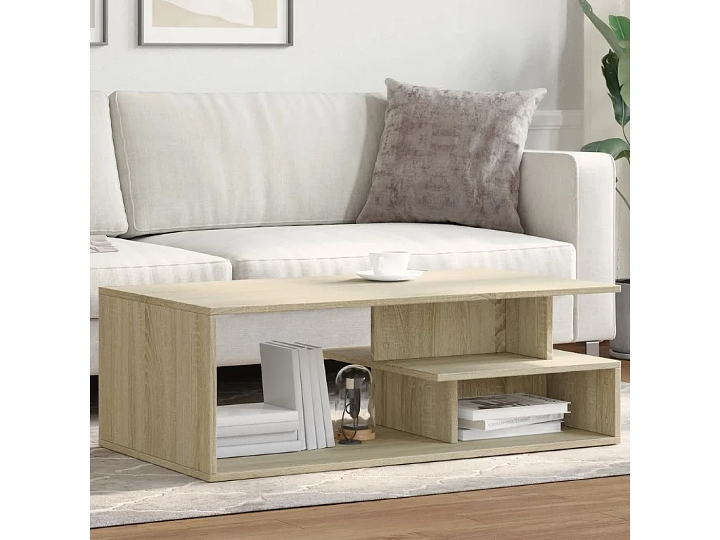 Mesa de centro madera de ingeniería roble Sonoma 102x55x35 cm