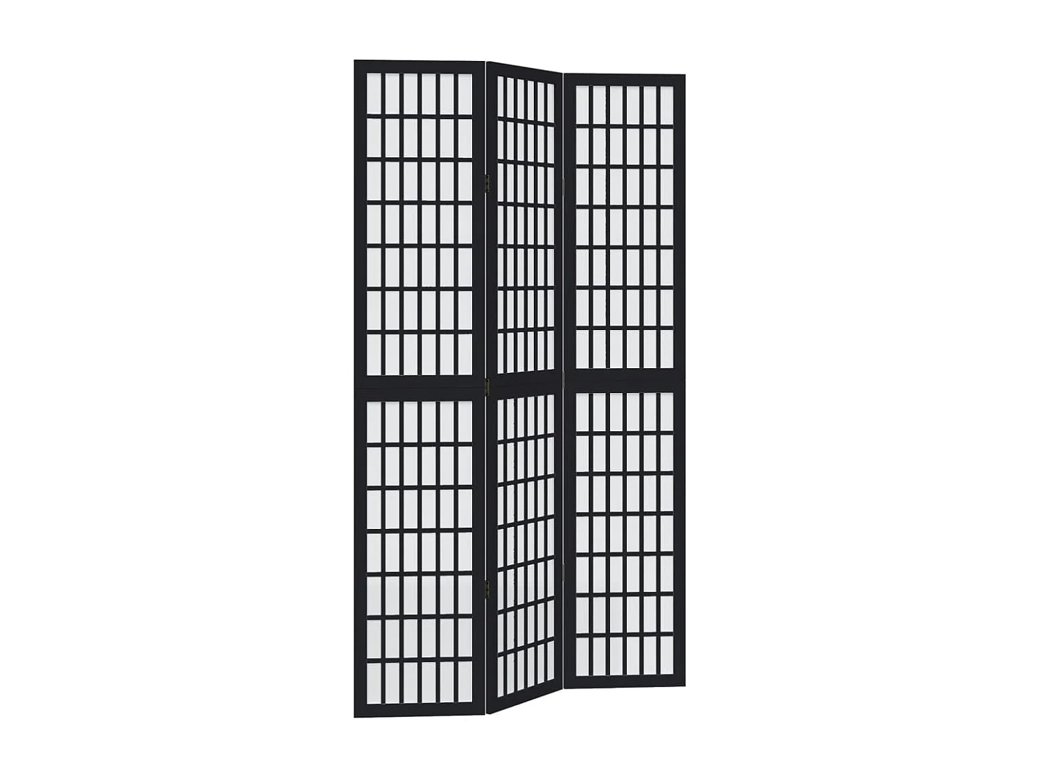 3-teilige schwarze Trennwand aus massivem Paulownia-Holz