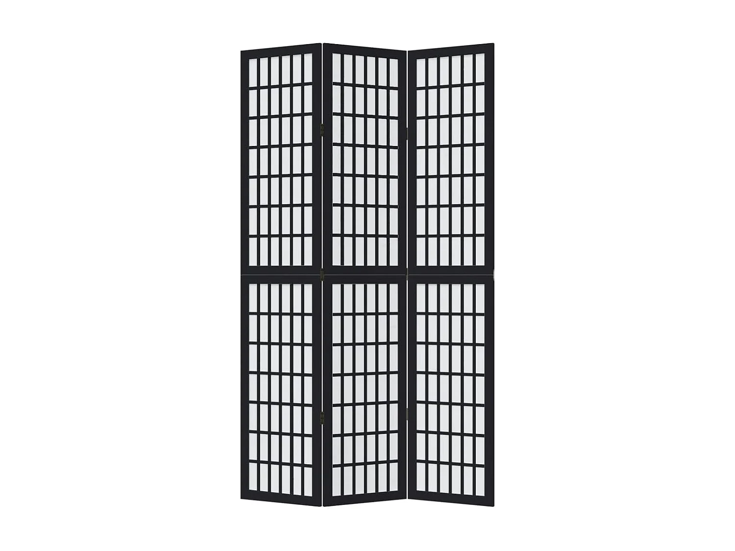 Cloison de séparation 3 panneaux noir bois de paulownia massif