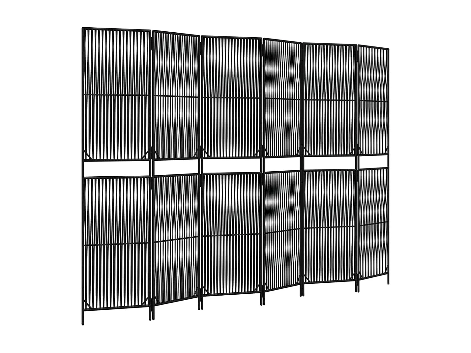 Cloison de séparation 6 panneaux noir résine tressée