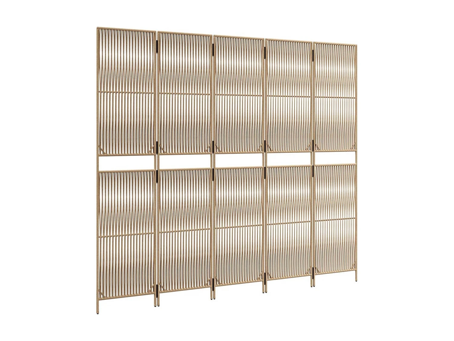 Cloison de séparation 5 panneaux beige résine tressée