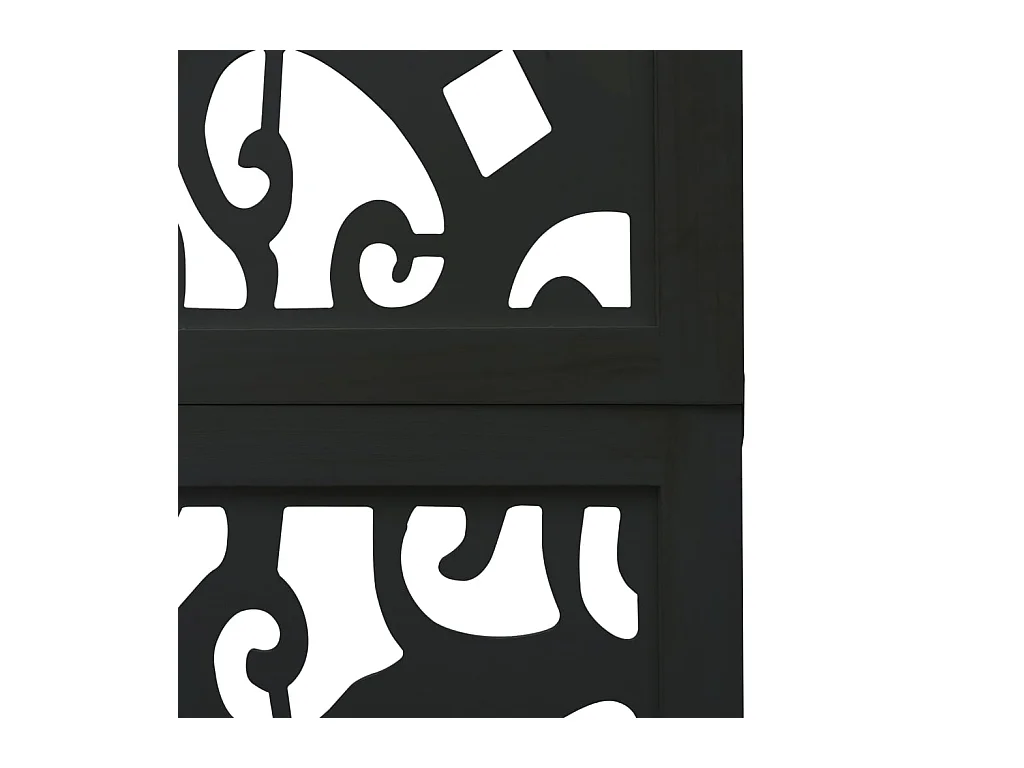 Divisória preta com 3 painéis em madeira maciça de paulownia