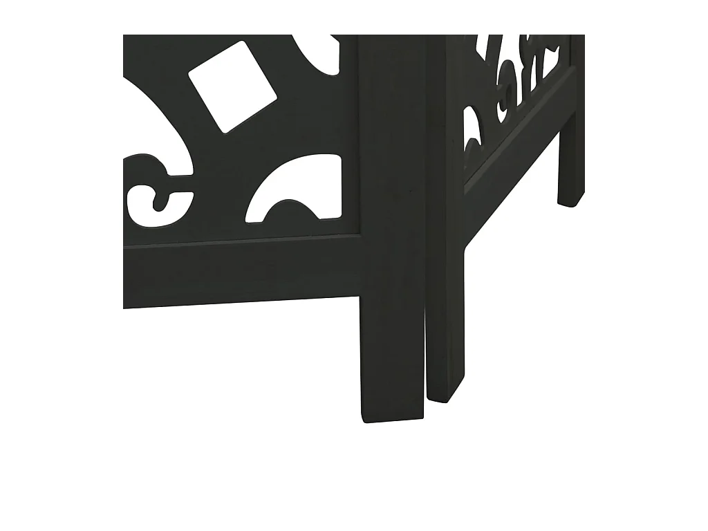 Divisória preta com 3 painéis em madeira maciça de paulownia