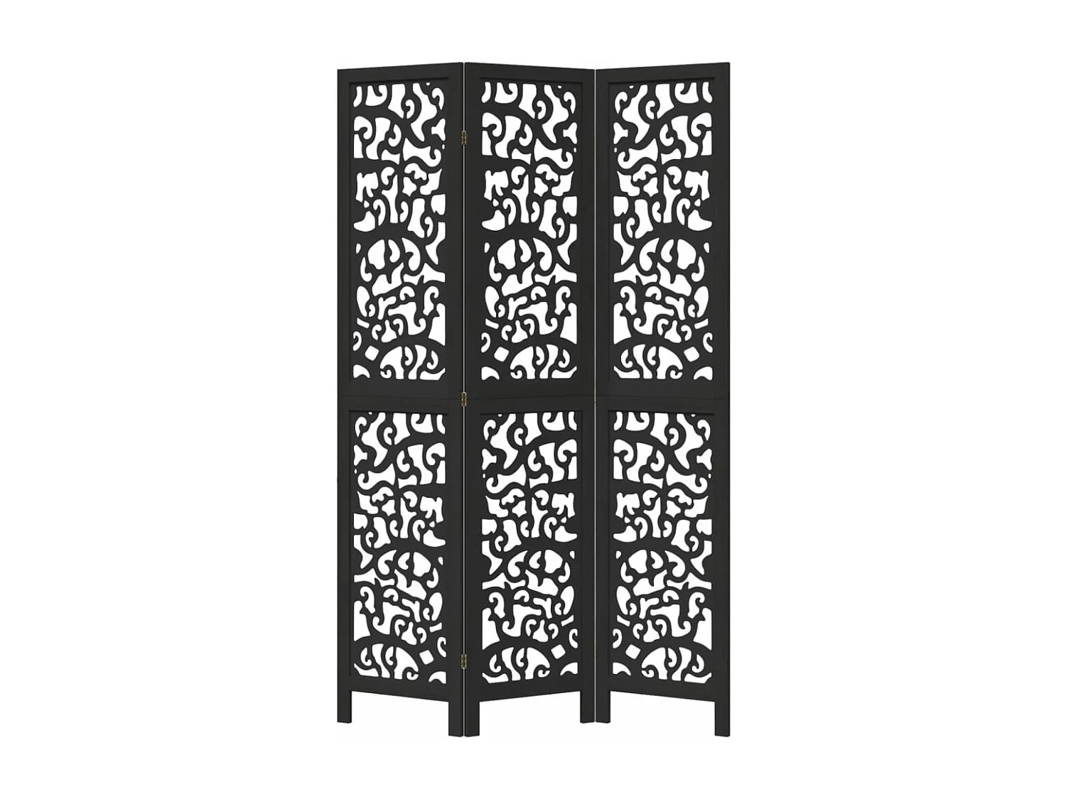 Parete divisoria nera a 3 pannelli in legno massello di paulownia