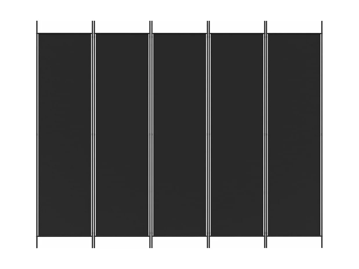 Parede divisória 5 painéis Preto 250x200 cm Tecido