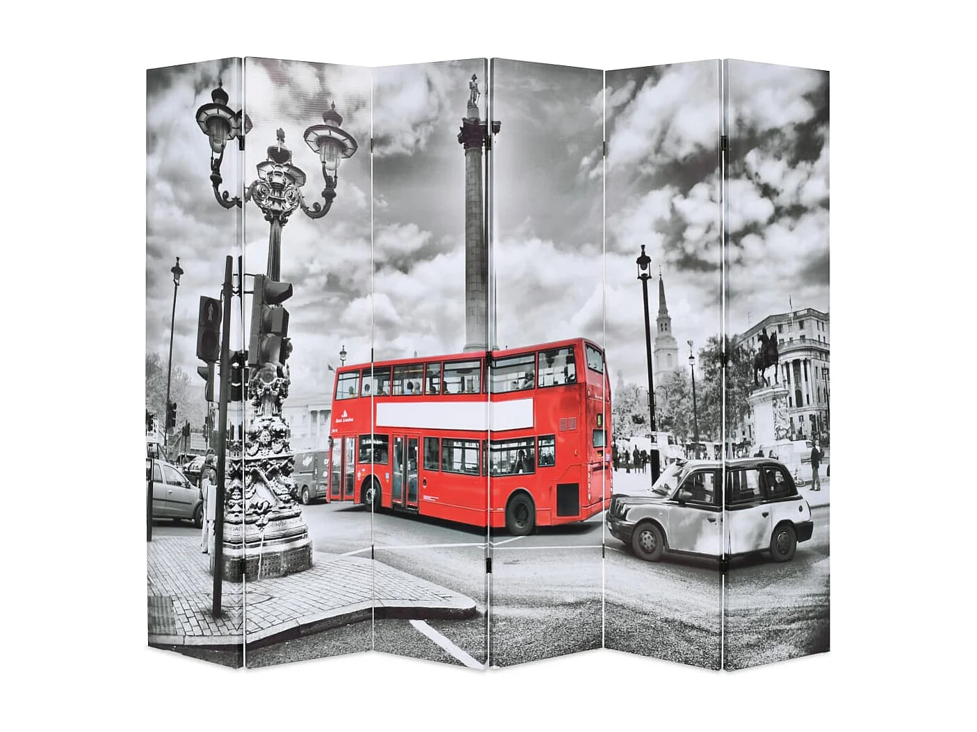 Cloison de séparation 228 x 170 cm Bus londonien Noir et blanc