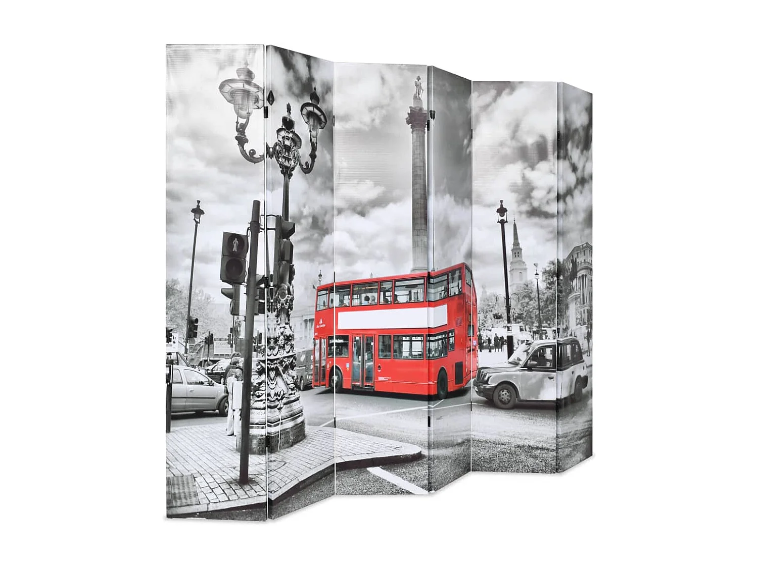Cloison de séparation 228 x 170 cm Bus londonien Noir et blanc