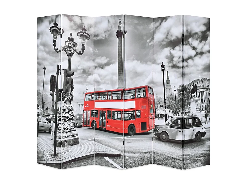 Parede divisória 228 x 170 cm Ônibus londrino Preto e branco