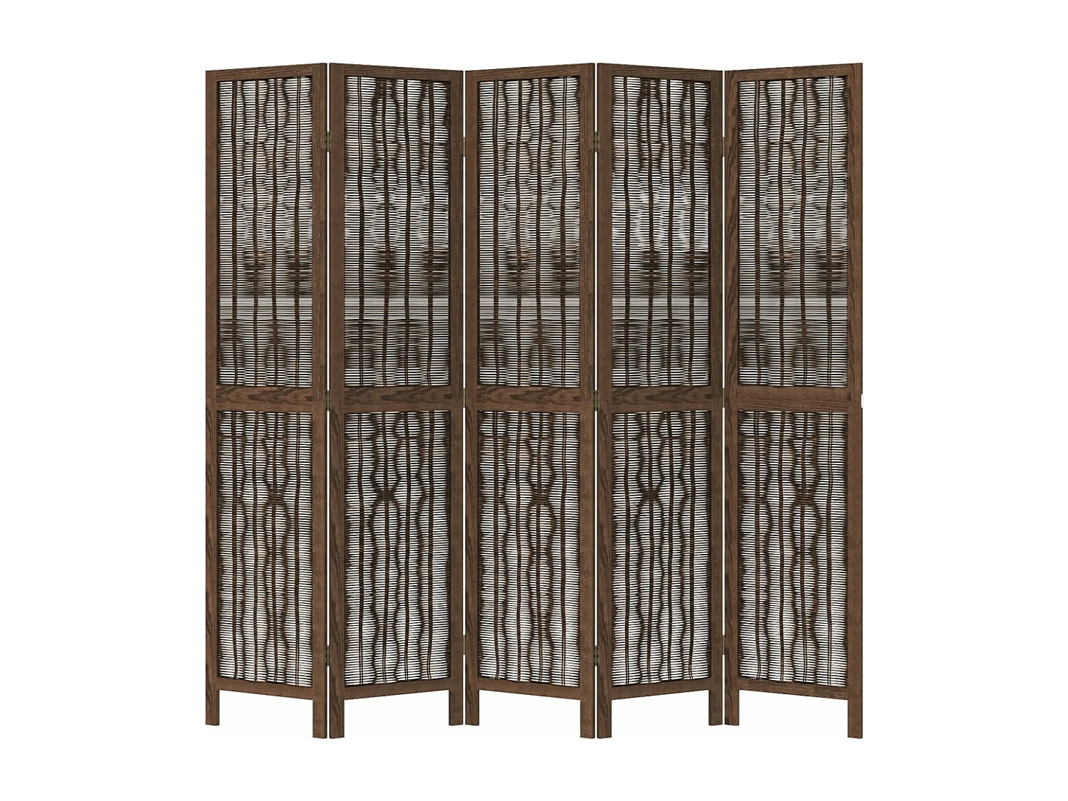 Donkerbruine massieve paulownia scheidingswand met 5 panelen