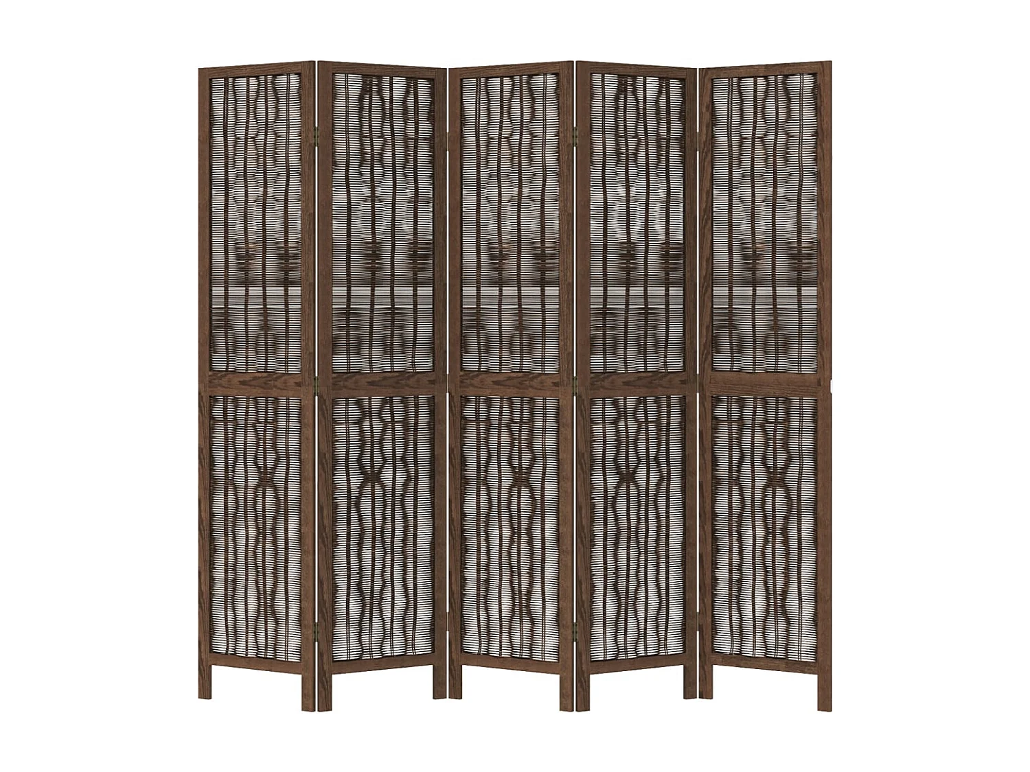 Donkerbruine massieve paulownia scheidingswand met 5 panelen