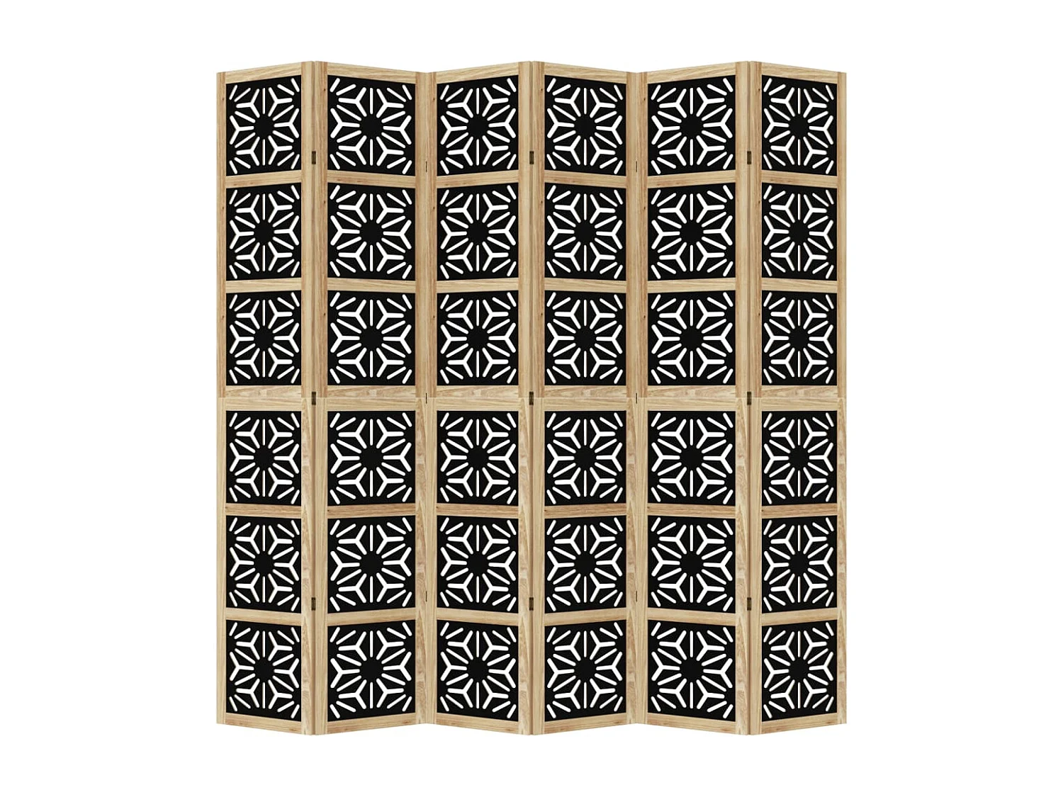 Parete divisoria 6 pannelli in paulownia massiccia marrone nero